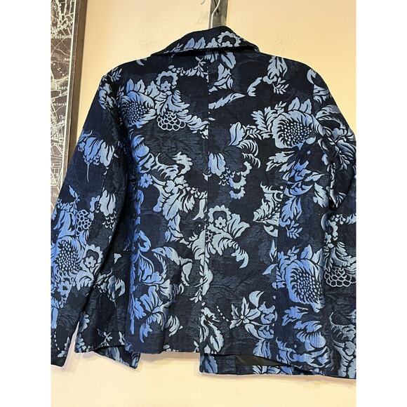 CHICOS Stefi Jacquard Brocade Jacket •0/ XS• Navy Blue 3/4 Blazer Coat Steffi - Picture 5 of 7